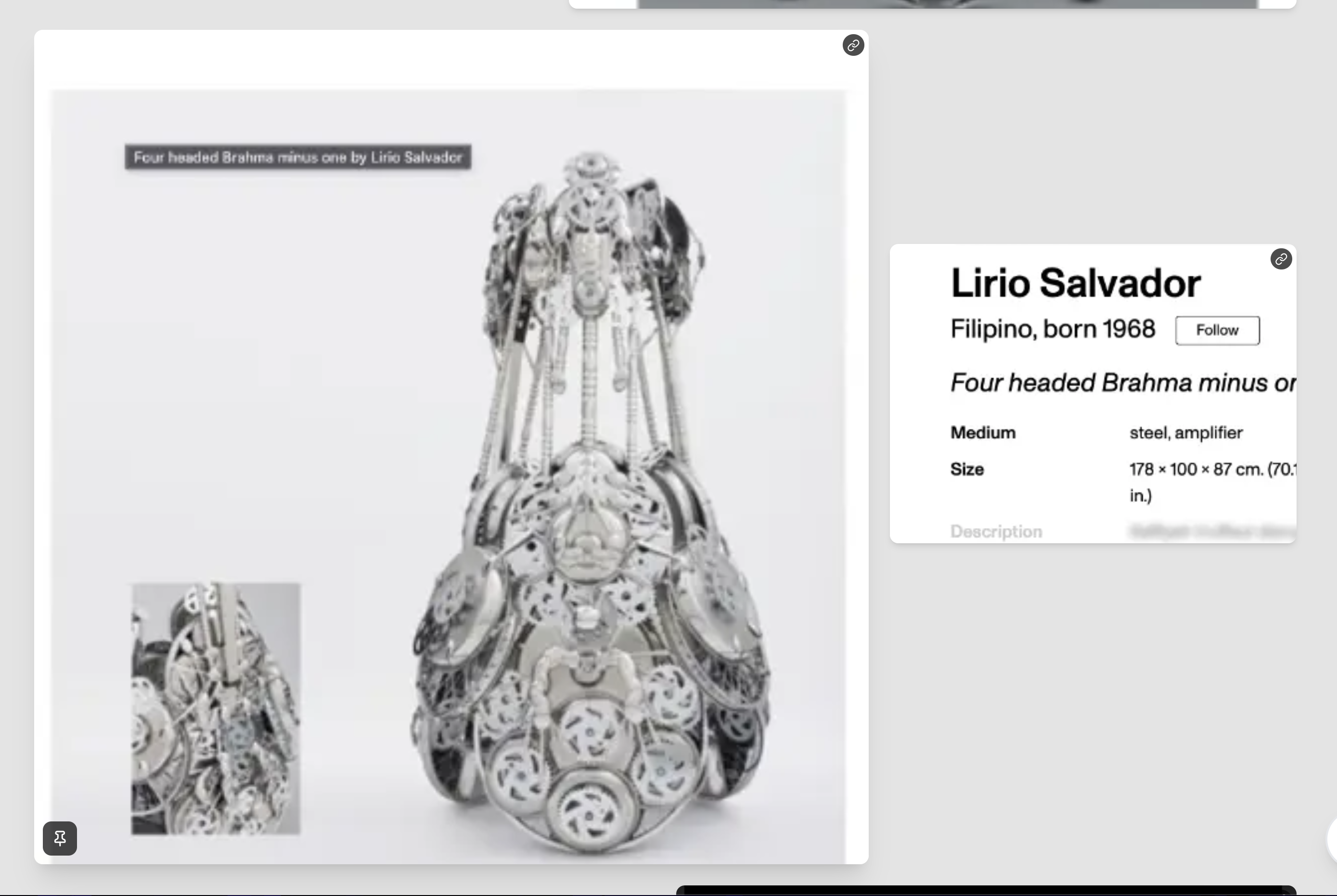 Lirio Salvador sculpture made of bicycle gears and steel