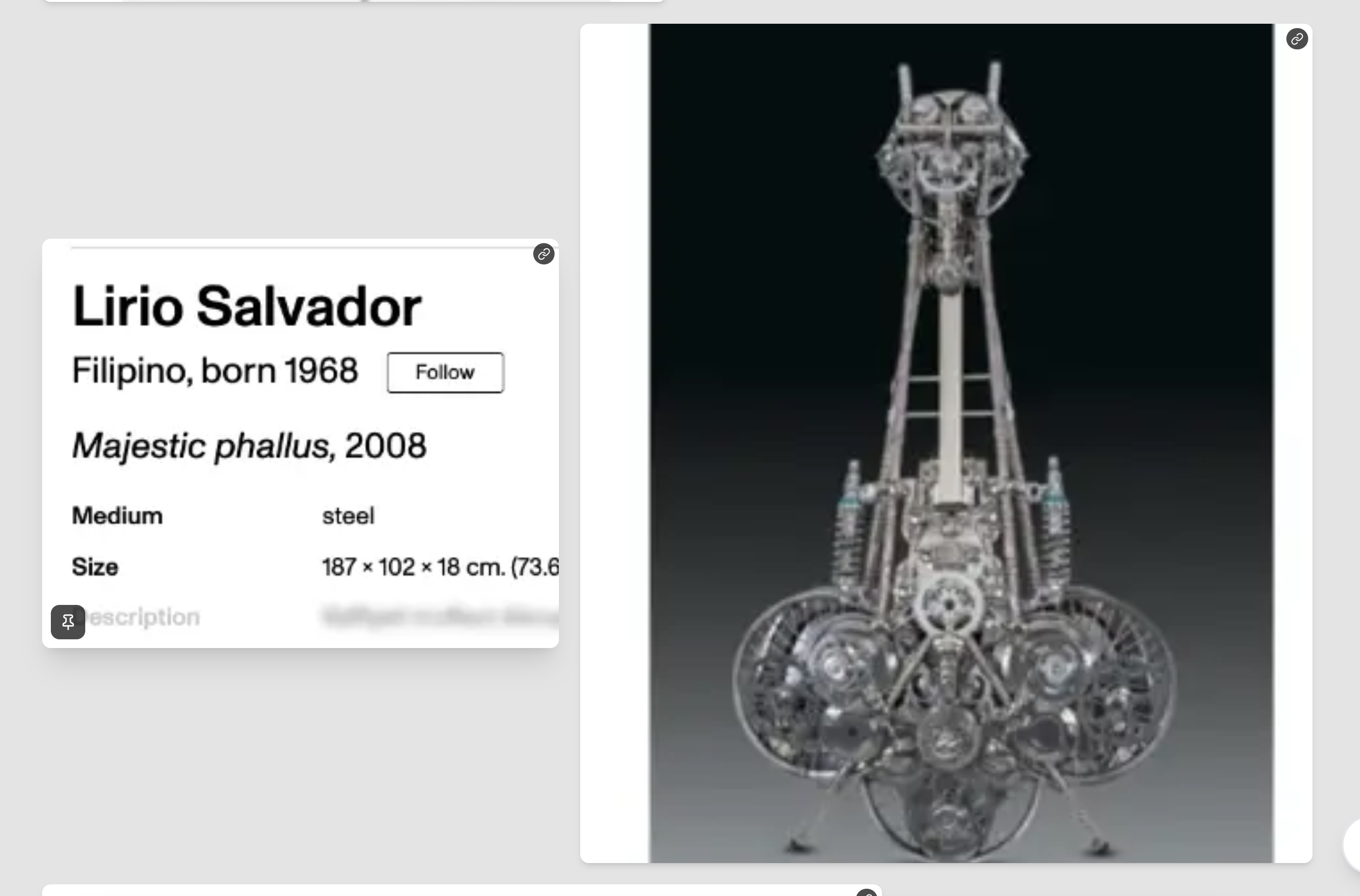 Lirio Salvador sculpture made of bicycle gears and steel