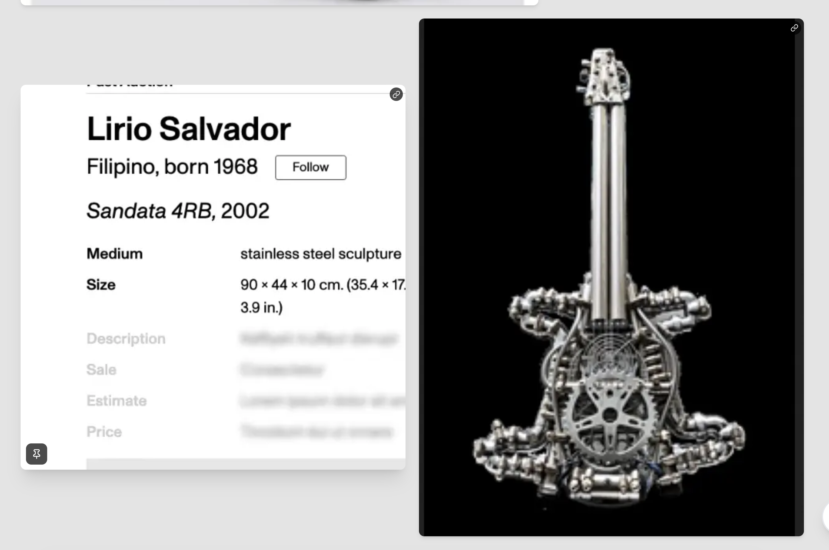 Lirio Salvador sculpture made of bicycle gears and steel